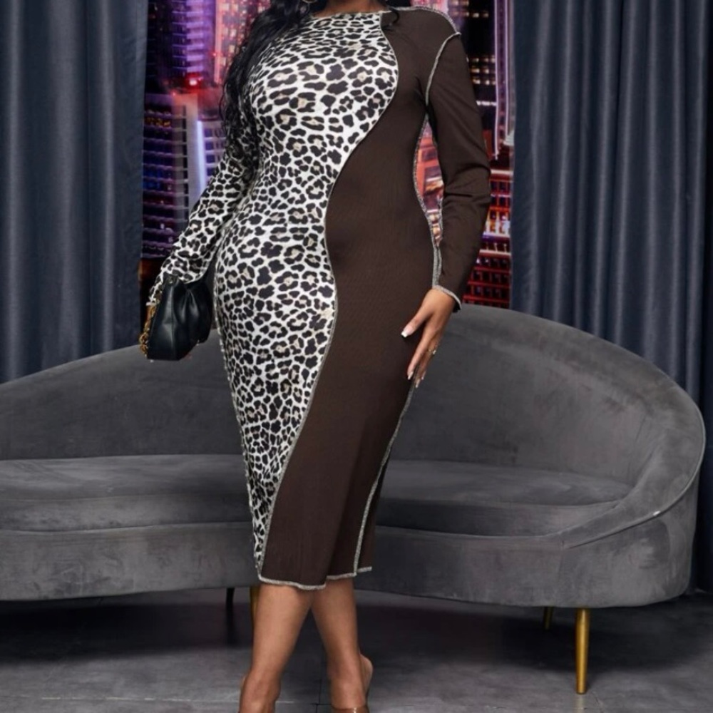NWOT SHEIN Leopard Print Bodycon Dress